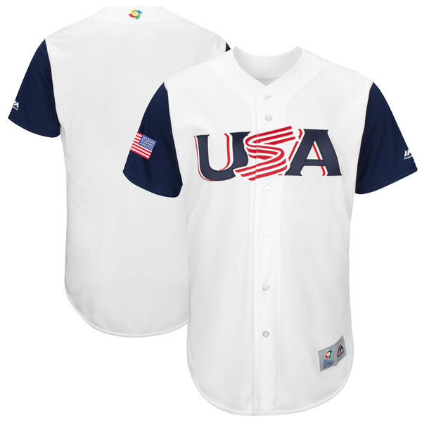 customized Men USA Baseball Majestic White 2017 World Baseball Classic Authentic Team Jersey